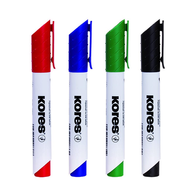 Kores Whiteboard Set Of 4 Color With Chisel Tip Model 20845