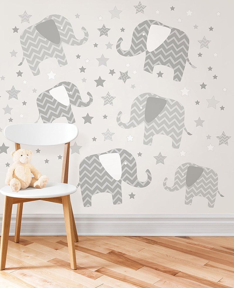 WALLPOPS Wall Pops Brewster Home Fashions WPK1804 Elephants a Ton of Love Wall Art Kit