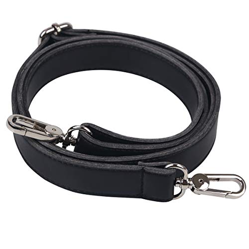 BOMKEE Purse Straps Bag Shoulder Leather Strap Replacement 61 Inch Synthetic Messenger Bag Strap with Metal Swivel Hooks for Bag Wallet DIY Purse (Black) - Image 1