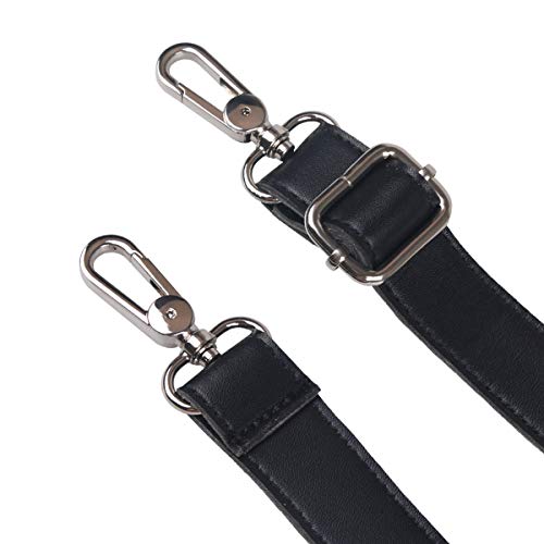 BOMKEE Purse Straps Bag Shoulder Leather Strap Replacement 61 Inch Synthetic Messenger Bag Strap with Metal Swivel Hooks for Bag Wallet DIY Purse (Black) - Image 3