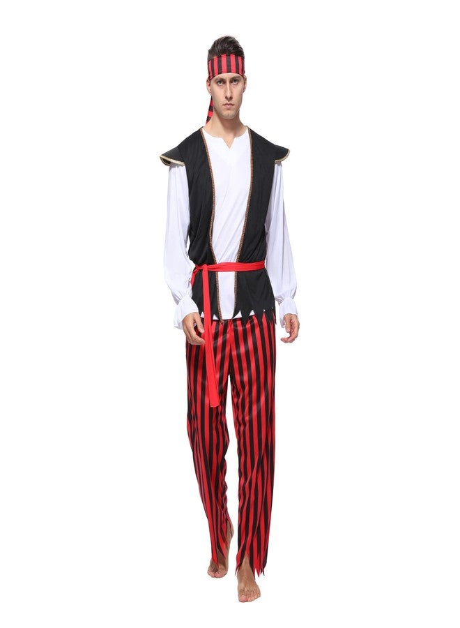 Wizland Adult Men Pirate Costume Sea Captain Adult Halloween Costumes Men's Pirate Outfit for Dress Up Party M - Image 1