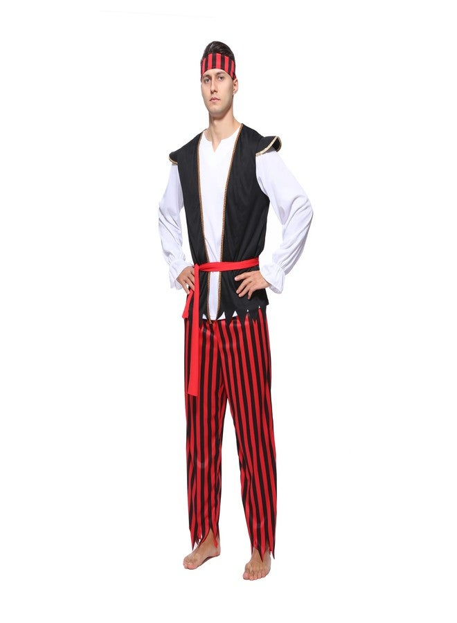 Wizland Adult Men Pirate Costume Sea Captain Adult Halloween Costumes Men's Pirate Outfit for Dress Up Party M - Image 2