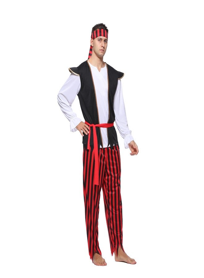 Wizland Adult Men Pirate Costume Sea Captain Adult Halloween Costumes Men's Pirate Outfit for Dress Up Party M - Image 4