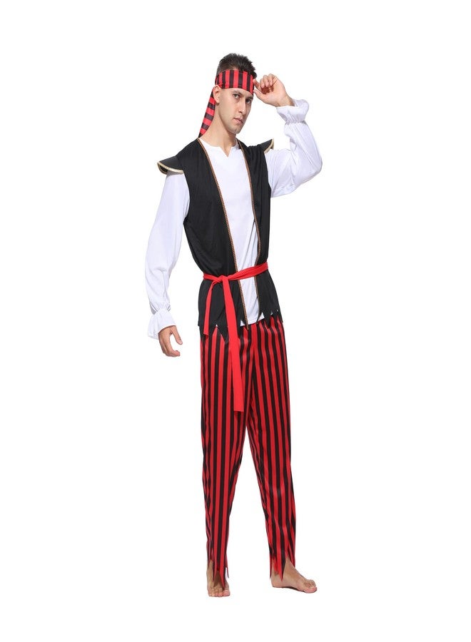 Wizland Adult Men Pirate Costume Sea Captain Adult Halloween Costumes Men's Pirate Outfit for Dress Up Party M - Image 3