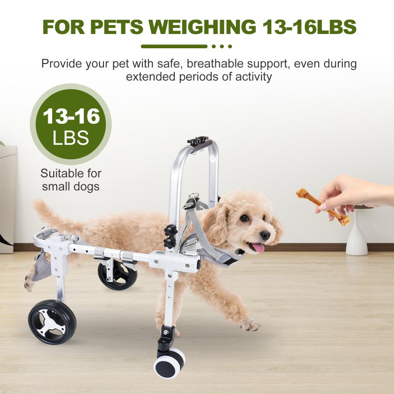 Pakalife Dog Wheelchair for Back Legs,Adjustable 4 Wheel Dog Strollers with Handle for Small and Medium Sized Injured Cats/Dogs,Durable Metal Rehabilitation Device(6.6-11pounds) - Image 2