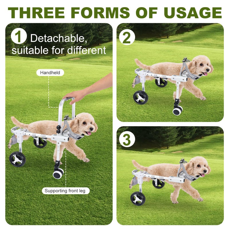 Pakalife Dog Wheelchair for Back Legs,Adjustable 4 Wheel Dog Strollers with Handle for Small and Medium Sized Injured Cats/Dogs,Durable Metal Rehabilitation Device(6.6-11pounds) - Image 3