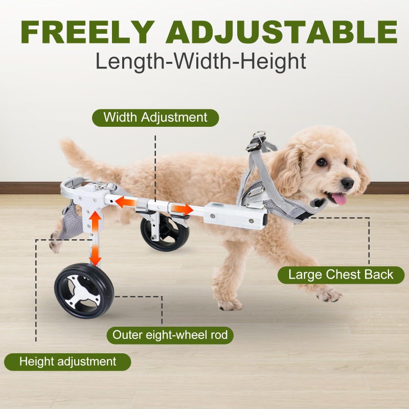 Pakalife Dog Wheelchair for Back Legs,Adjustable 4 Wheel Dog Strollers with Handle for Small and Medium Sized Injured Cats/Dogs,Durable Metal Rehabilitation Device(6.6-11pounds) - Image 4