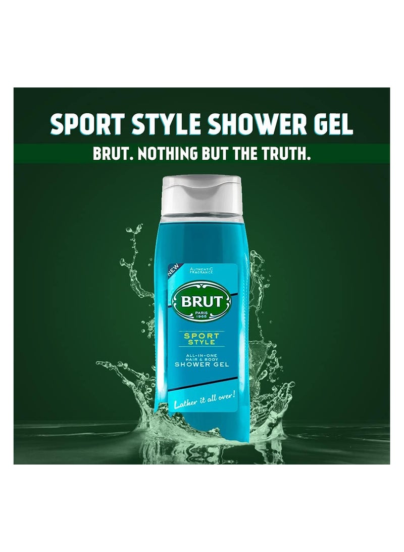 BRUT Sport Style all in one Shower gel for Hair&Body,Body Wash for Men,Authentic Fragrance 500ml - Image 2