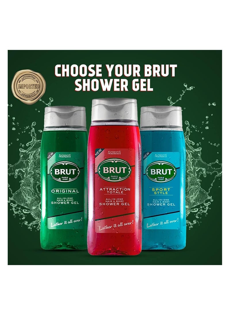 BRUT Sport Style all in one Shower gel for Hair&Body,Body Wash for Men,Authentic Fragrance 500ml - Image 3