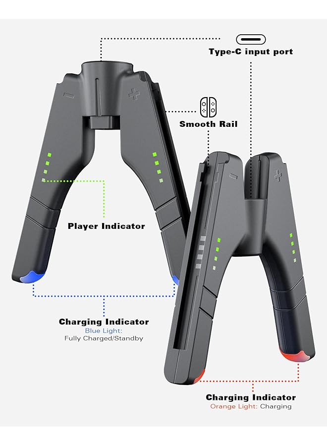 KASTWAVE 4 In 1 Joycon Charger Grip For Nintendo Switch/Oled Joy Con Charging/Comfort Grip/Storage Controller Holder For Switch Joycon / 3Rd Party Joypad - Image 4