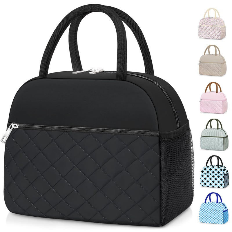 KUBYA Lunch Bag Lunch Box for Women Men Insulated Reusable Large Lunch Tote Bag Adult Leakproof Simple Cooler Bag for Office Work Picnic Beach or Travel, Black - Image 1