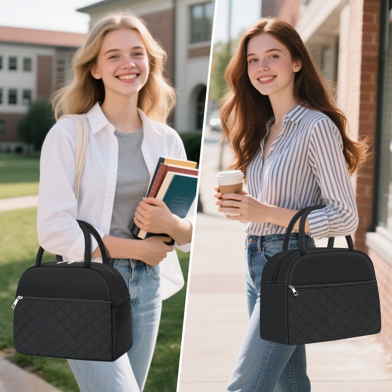 KUBYA Lunch Bag Lunch Box for Women Men Insulated Reusable Large Lunch Tote Bag Adult Leakproof Simple Cooler Bag for Office Work Picnic Beach or Travel, Black - Image 4