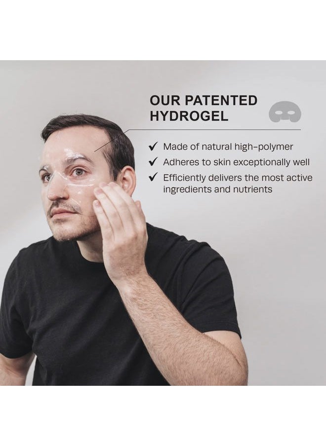 HOMMEFACE Revitalizing Hydrogel Facial Mask Set for Men (5ct) - Hydrating, Anti-aging & Soothing Face Sheet Mask with Hyaluronic Acid, Vitamin B, C, E & Peptides, Beard-Friendly  - Image 5