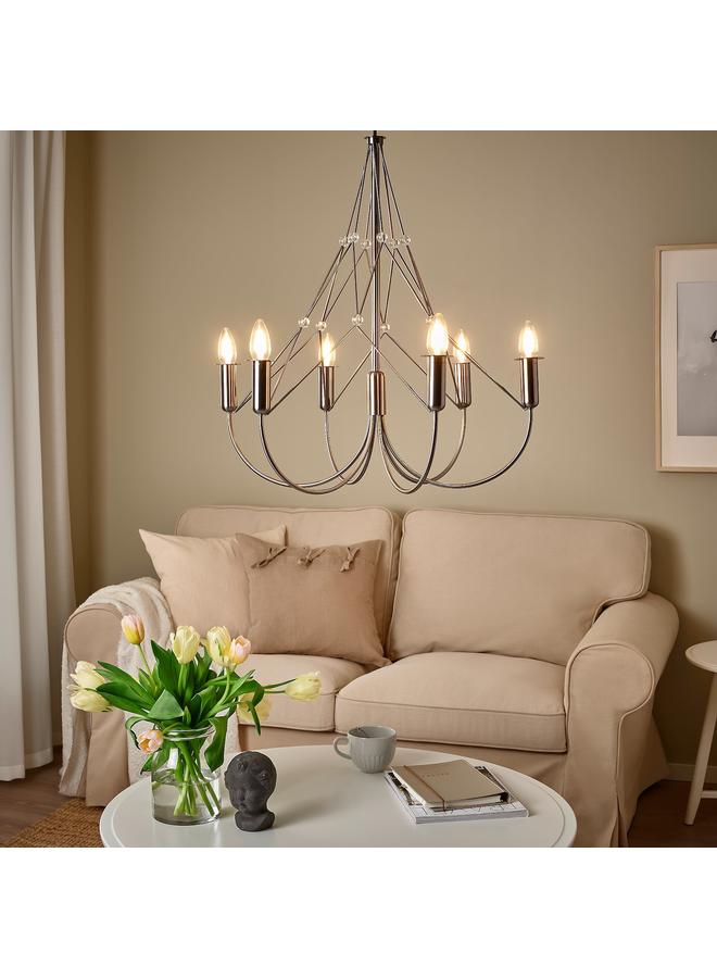 Zaboon Chandelier, 6-Armed, Brushed Stainless Steel, 62 Cm  - Image 5