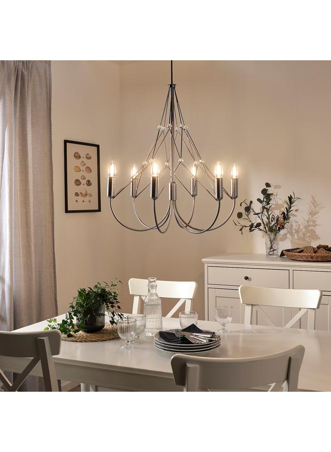 Zaboon Chandelier, 6-Armed, Brushed Stainless Steel, 62 Cm  - Image 3