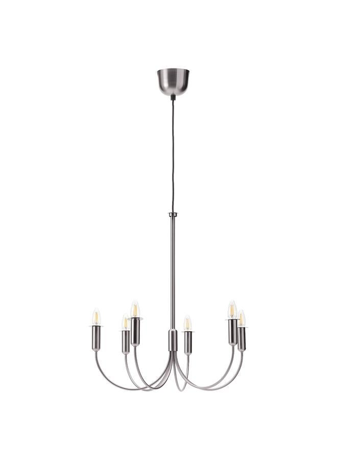 Zaboon Chandelier, 6-Armed, Brushed Stainless Steel, 62 Cm  - Image 2