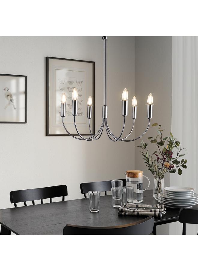 Zaboon Chandelier, 6-Armed, Brushed Stainless Steel, 62 Cm  - Image 4
