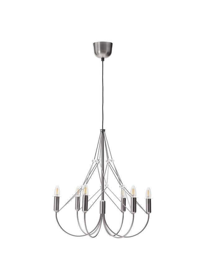 Zaboon Chandelier, 6-Armed, Brushed Stainless Steel, 62 Cm  - Image 1