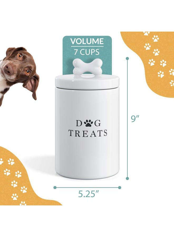 BARNYARD DESIGNS Large Dog Treat Container Airtight with Lid, Cute Rustic Ceramic Dog Treat Storage Jar for Kitchen Counter (White) - Image 5