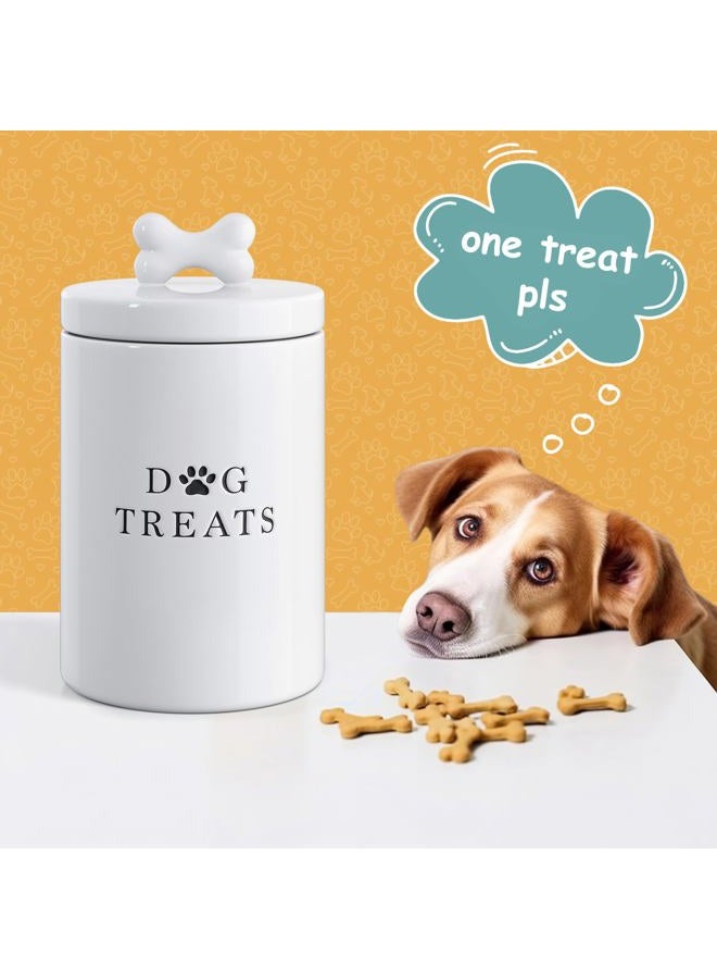 BARNYARD DESIGNS Large Dog Treat Container Airtight with Lid, Cute Rustic Ceramic Dog Treat Storage Jar for Kitchen Counter (White) - Image 4