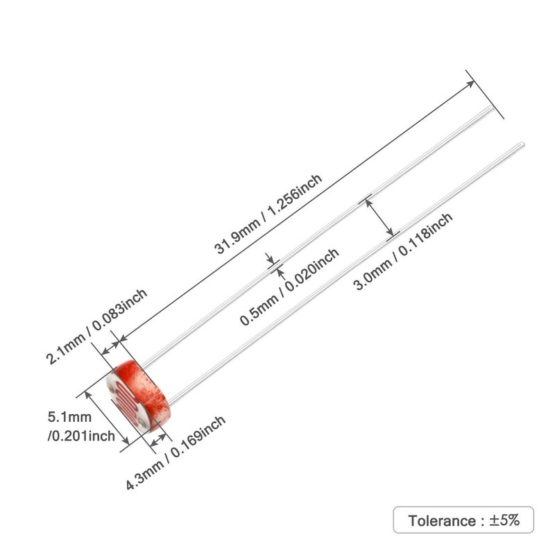 CHANZON مقاوم ضوئي 5 مم 5 Ω 5539 GL5539 20 قطعة حساس للضوء - Image 2