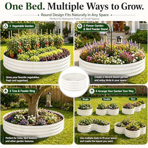 XGMDD Heavy Duty Round Raised Garden Bed, 3FT Thickened Galvanized Metal Planter Box, 0.7mm Reinforced Rust-Resistant, Easy DIY Assembly Above Ground Gardening Bed for Vegetables, Flowers & Herbs - Image 5