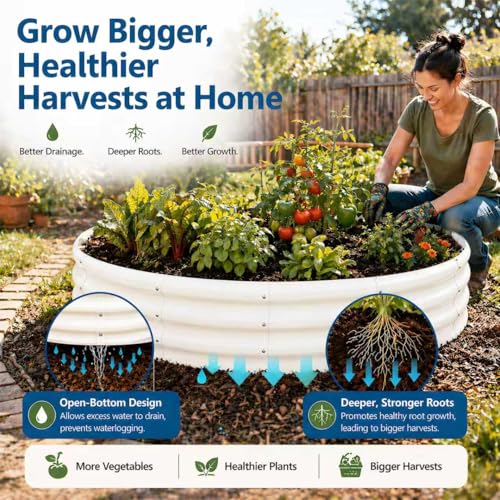 XGMDD Heavy Duty Round Raised Garden Bed, 3FT Thickened Galvanized Metal Planter Box, 0.7mm Reinforced Rust-Resistant, Easy DIY Assembly Above Ground Gardening Bed for Vegetables, Flowers & Herbs - Image 4
