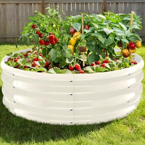 XGMDD Heavy Duty Round Raised Garden Bed, 3FT Thickened Galvanized Metal Planter Box, 0.7mm Reinforced Rust-Resistant, Easy DIY Assembly Above Ground Gardening Bed for Vegetables, Flowers & Herbs - Image 1