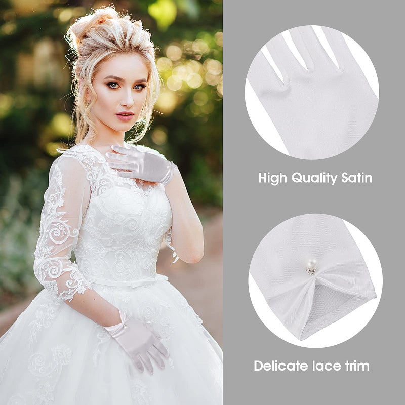 Yolev Satin Gloves for Women - Wrist Length Opera Wedding Banquet Dress Gloves for Dinner Party - Image 3