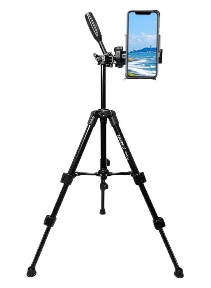 ني فو حامل ثلاثي القوائم قابل للتعديل من نيفو NP-3160S مع حامل للهاتف، مثبت كاميرا محمول، أسود - Image 5