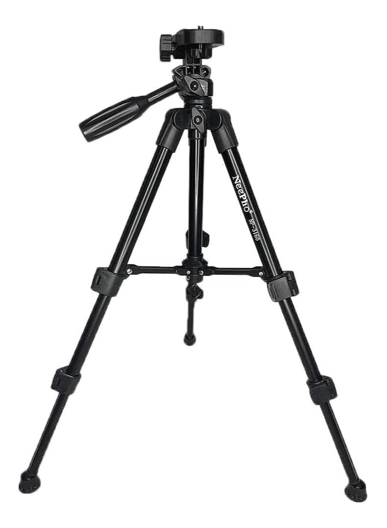ني فو حامل ثلاثي القوائم قابل للتعديل من نيفو NP-3160S مع حامل للهاتف، مثبت كاميرا محمول، أسود - Image 2