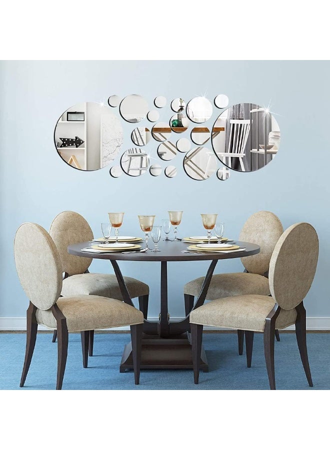 TPGP مرآة دائرية ذاتية اللصق من TPGP، عبوة من 30 ملصق مرآة دائري، ملصقات مرآة أكريليك، بساطة أنيقة، للمنزل، المزرعة، غرفة المعيشة، ديي، تزيين غرفة النوم (فضي) - Image 1