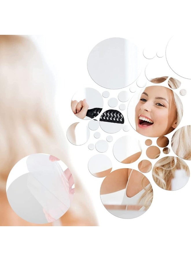 TPGP مرآة دائرية ذاتية اللصق من TPGP، عبوة من 30 ملصق مرآة دائري، ملصقات مرآة أكريليك، بساطة أنيقة، للمنزل، المزرعة، غرفة المعيشة، ديي، تزيين غرفة النوم (فضي) - Image 3