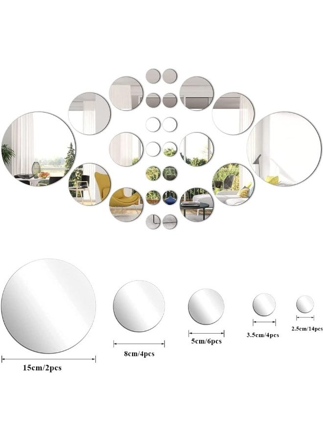 TPGP مرآة دائرية ذاتية اللصق من TPGP، عبوة من 30 ملصق مرآة دائري، ملصقات مرآة أكريليك، بساطة أنيقة، للمنزل، المزرعة، غرفة المعيشة، ديي، تزيين غرفة النوم (فضي) - Image 2