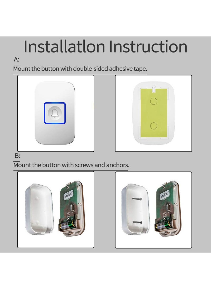 Alruht Wireless Doorbell, Door Bell Chime with 60 Melodies, Plug in Receiver, 4 Levels of Volumes and LED Flash, Easy Setup for Home and Office 1 Receiver And 1 Button, White  - Image 3
