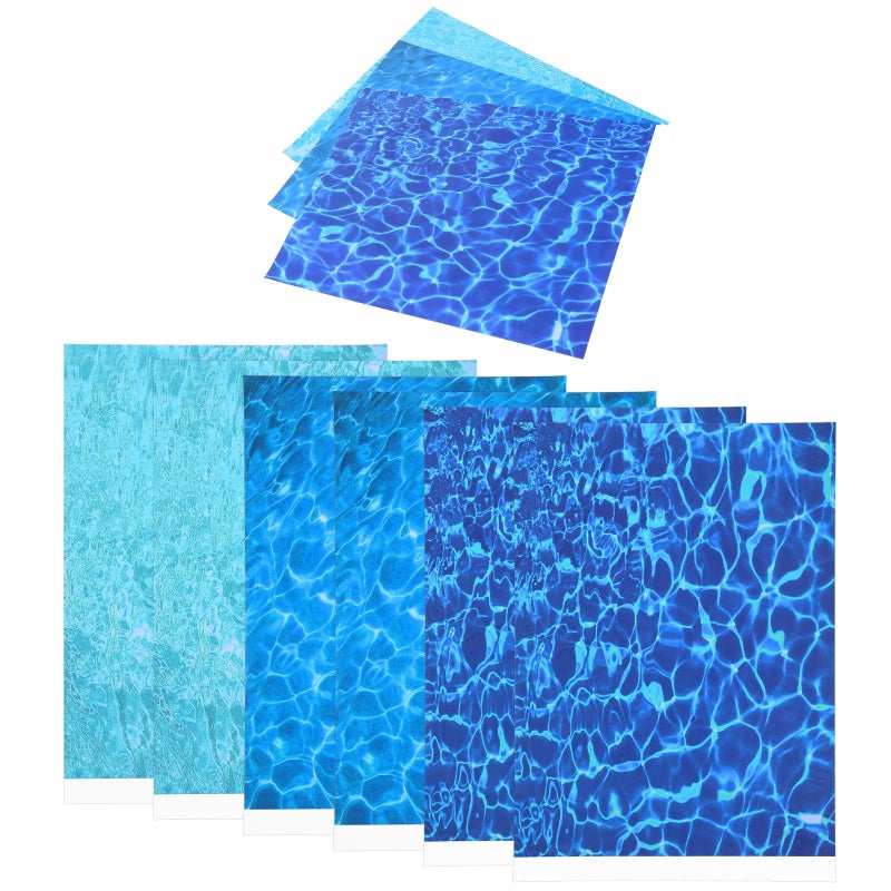 Telooco Ripple Water Sticker 6 Sheets Ocean Diorama Supplies Paper Self Adhesive Pearlescent Ripple Stream for Lake River Miniature Home Decor - Image 1