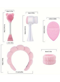 MOSH Silicone Facial Care Set (6 Pieces) - Hypoallergenic Deep Cleansing Brush Set Includes Spa Mask Brush, Soft Velvet Headband, Gentle Exfoliating Brushes, Portable Skin Care Tools for Women. Perfect as a gift, made of acrylic, fragrance free  - Image 2