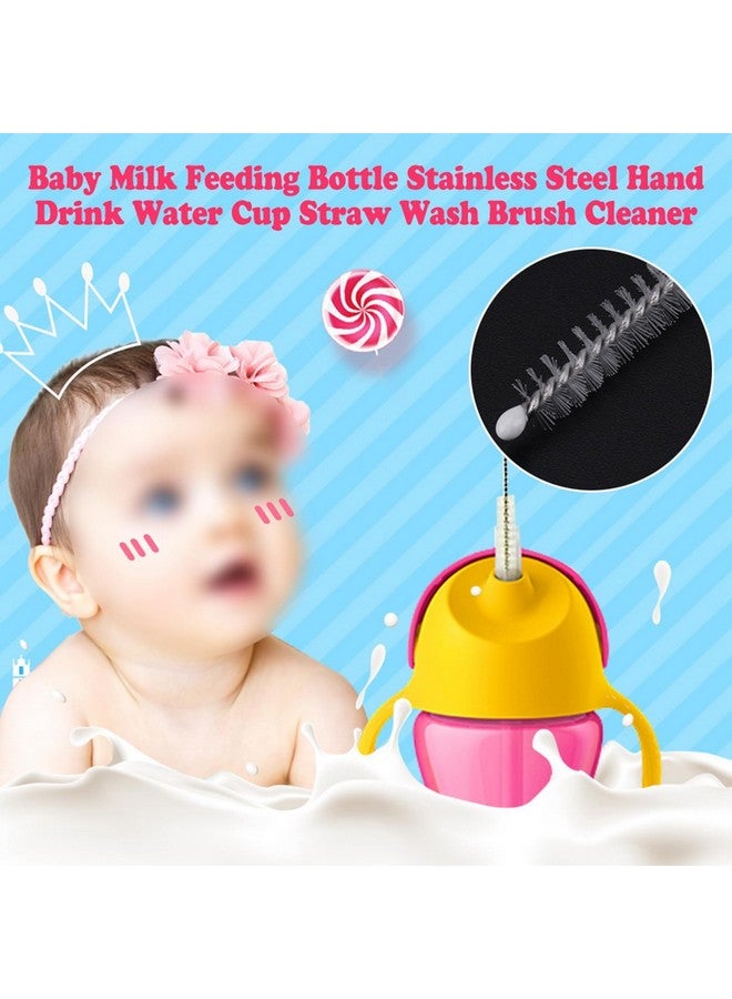 Fdit 20Pcs Stainless Steel Baby Milk Feeding Bottle Brush Long Handle Firm Bristles Water Cup Straws Bottle Cleaner360 Degree Rotating - Image 3
