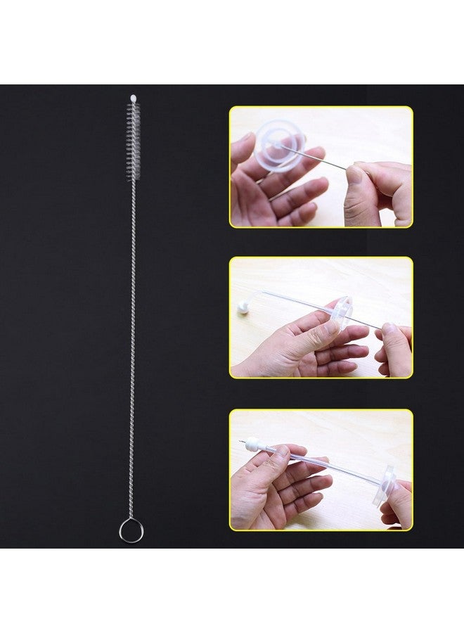 Fdit 20Pcs Stainless Steel Baby Milk Feeding Bottle Brush Long Handle Firm Bristles Water Cup Straws Bottle Cleaner360 Degree Rotating - Image 4