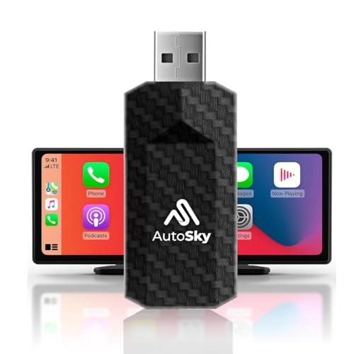 AutoSky Wireless CarPlay Adapter 2025 Pro Slim Edition - Smallest and Fastest Wireless CarPlay Adapter - AutoSky - Factory Wired CarPlay Cars – USB-A and USB-C Cables – Wired CarPlay Required - Image 1