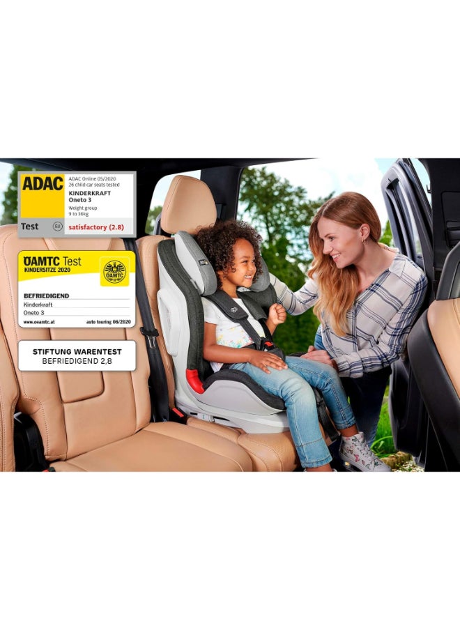 Kinderkraft - مقعد سيارة Oneto3 مع نظام Isofix - أسود ورمادي - Image 1