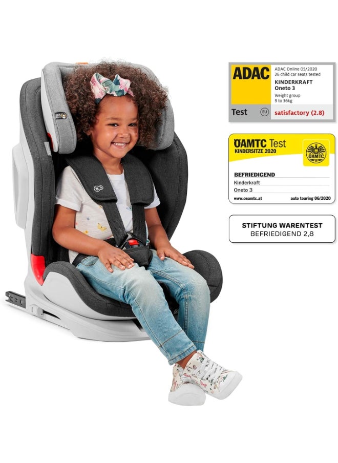 Kinderkraft - مقعد سيارة Oneto3 مع نظام Isofix - أسود ورمادي - Image 1