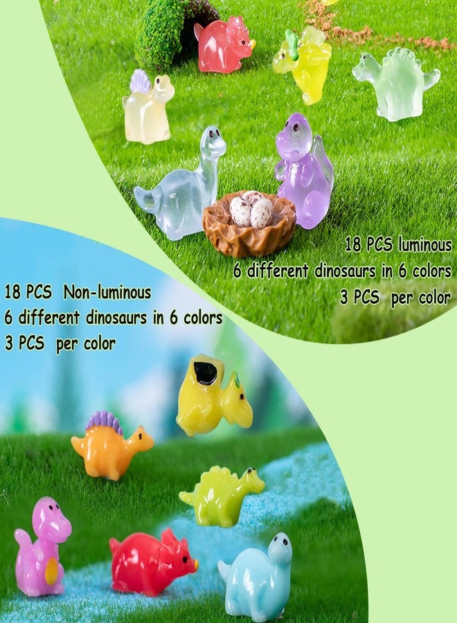 Lugailly Mini Resin Dinosaur Figures to Hide, 36 PCS Tiny Plastic Dinosaurs Small Little Resin Animal Figurines Miniature Festival Rave Trinkets Bulk Glow in the Dark for Micro Fairy Garden Aquarium Decor - Image 2