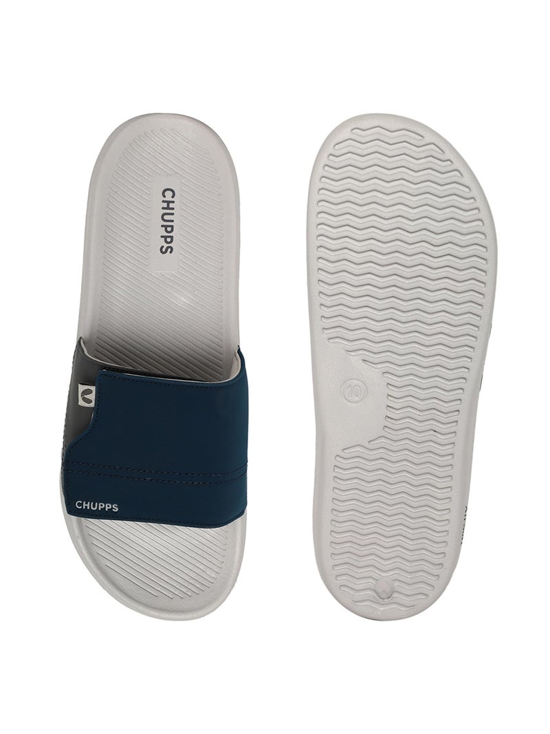 CHUPPS Urban One Vapor Slider for Men, FOAM6 Upper Technology (6mm Foam) Snug Fit with Airsoft Footbed (Contoured & Cushioned) for Super Comfort Flip Flop Slipper Navy Grey - Image 4