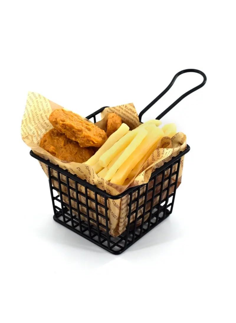 KRESHU Kreshu Creative Cutlery American Black Mini Fries Basket Mini Square French Fry Holder Food Baskets For Serving With Handle Frying Strainer For Restaurant Home Heavy Quality Fry Basket Black  - Image 5