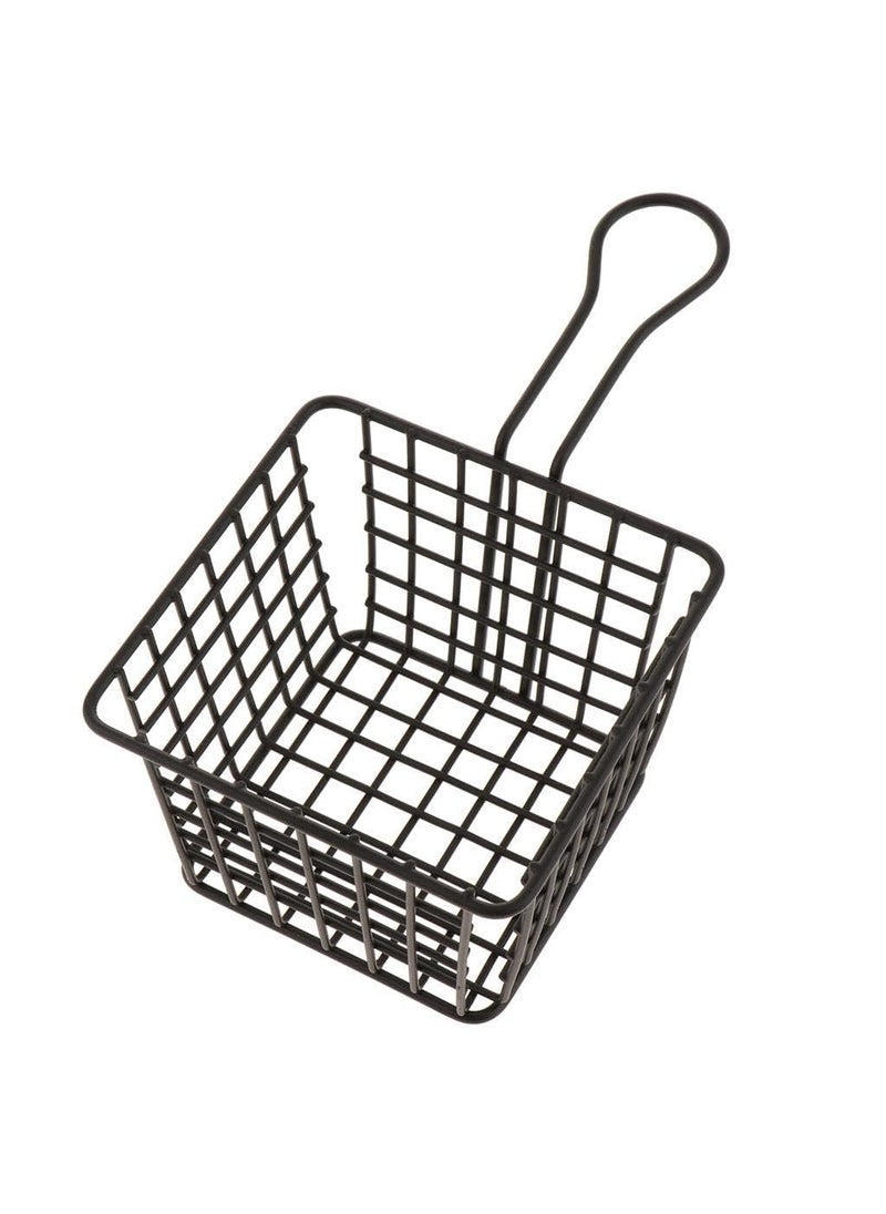 KRESHU Kreshu Creative Cutlery American Black Mini Fries Basket Mini Square French Fry Holder Food Baskets For Serving With Handle Frying Strainer For Restaurant Home Heavy Quality Fry Basket Black  - Image 3