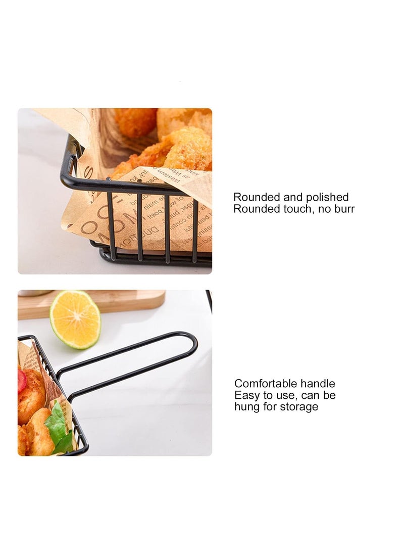 KRESHU Kreshu Creative Cutlery American Black Mini Fries Basket Mini Square French Fry Holder Food Baskets For Serving With Handle Frying Strainer For Restaurant Home Heavy Quality Fry Basket Black  - Image 4