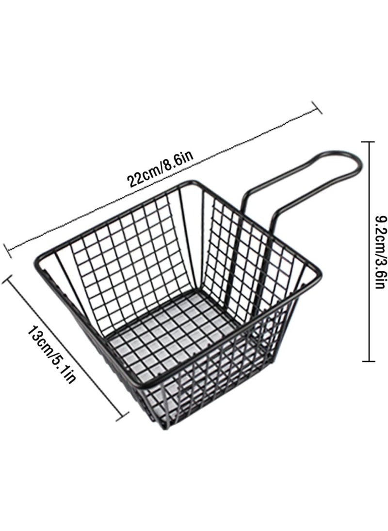 KRESHU Kreshu Creative Cutlery American Black Mini Fries Basket Mini Square French Fry Holder Food Baskets For Serving With Handle Frying Strainer For Restaurant Home Heavy Quality Fry Basket Black  - Image 2