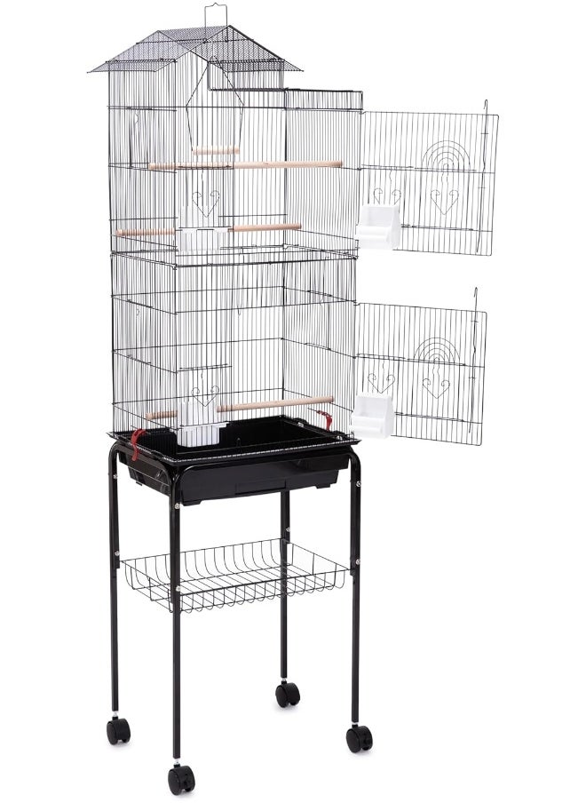 Egardenkart Roof Top Large Bird Cage With Rolling Stand For Cockatiel Sun Conure Parakeet  - Image 1