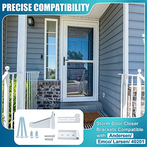 Dreyoo Storm Door Closer Kit Compatible with Andersen/Emco/Larson/40201/Pella, Screen Door Closer Replacement Parts with Brackets, Mounting Screws and Pins(White) - Image 2
